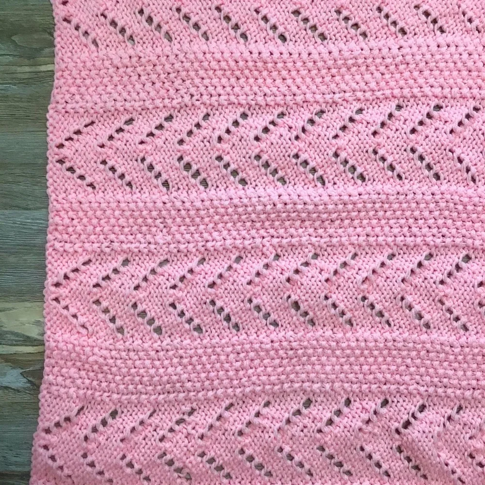 Crochet Baby Girl Afghan Pink Homemade 32x34